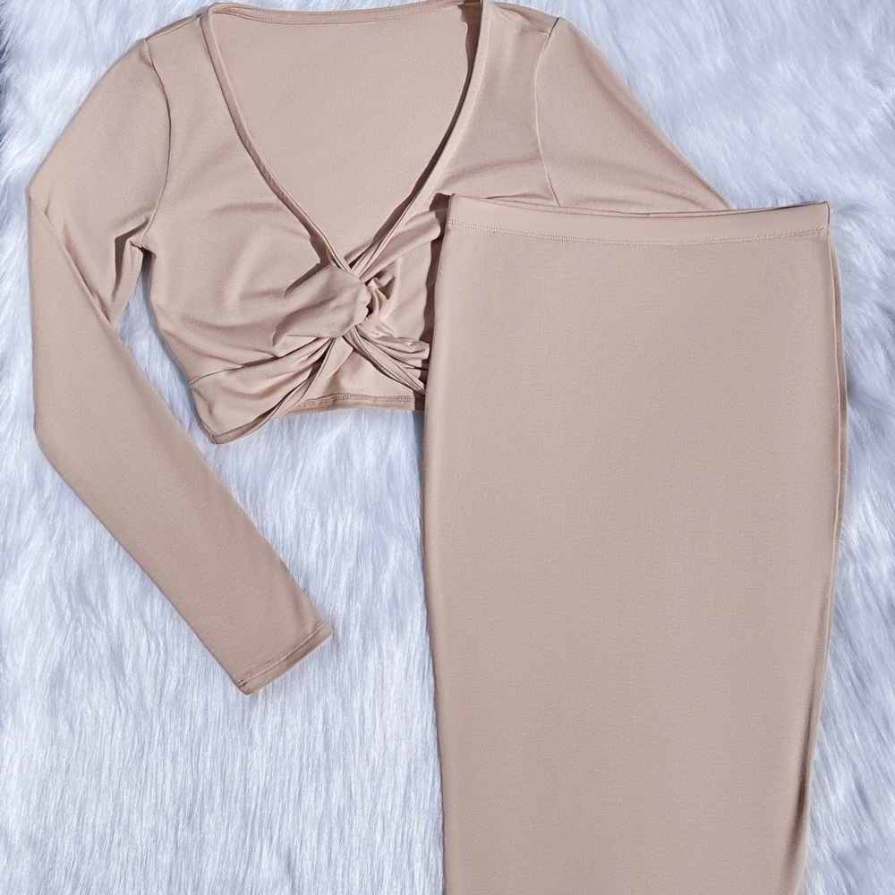 Twist Top & Skirt Two-Piece Set